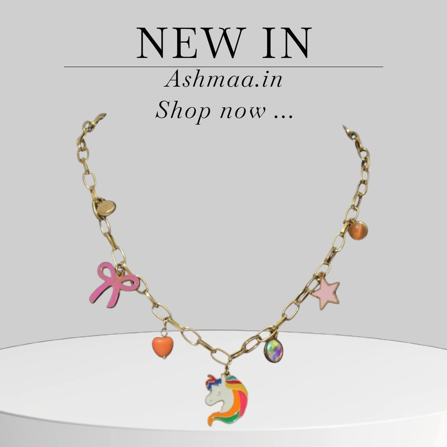 UNICORN CHARM PENDANT NECKLACE – COLORFUL ENAMEL