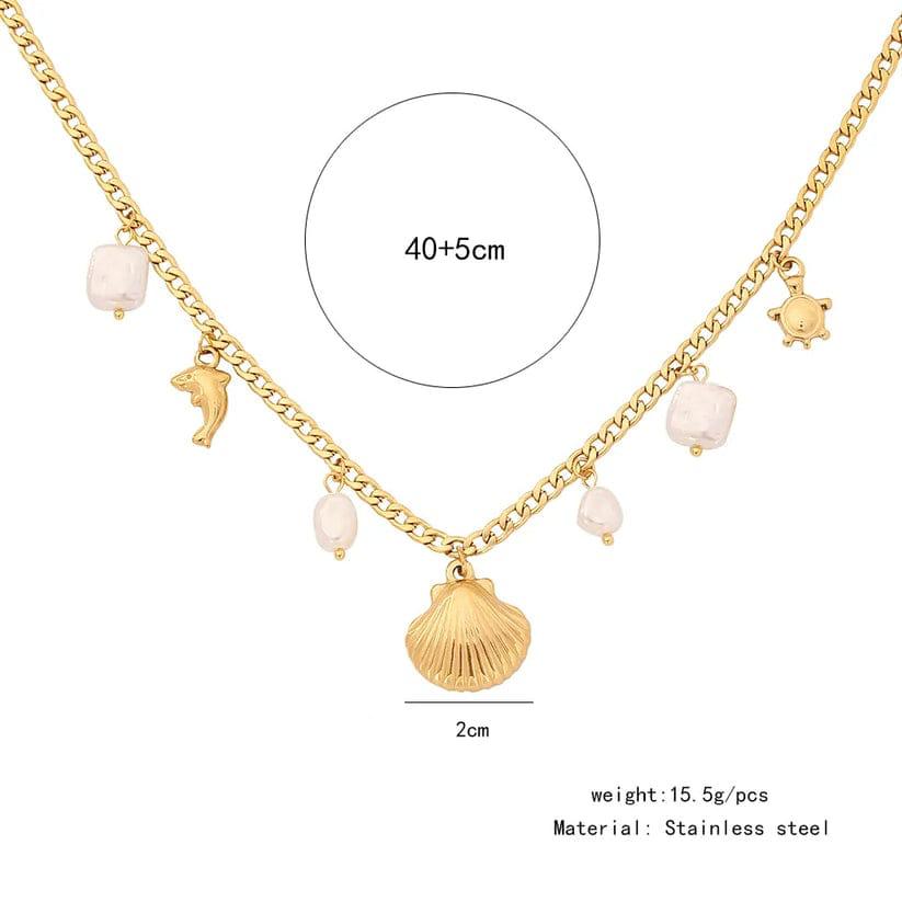 Gold Shell Charm Neckpiece