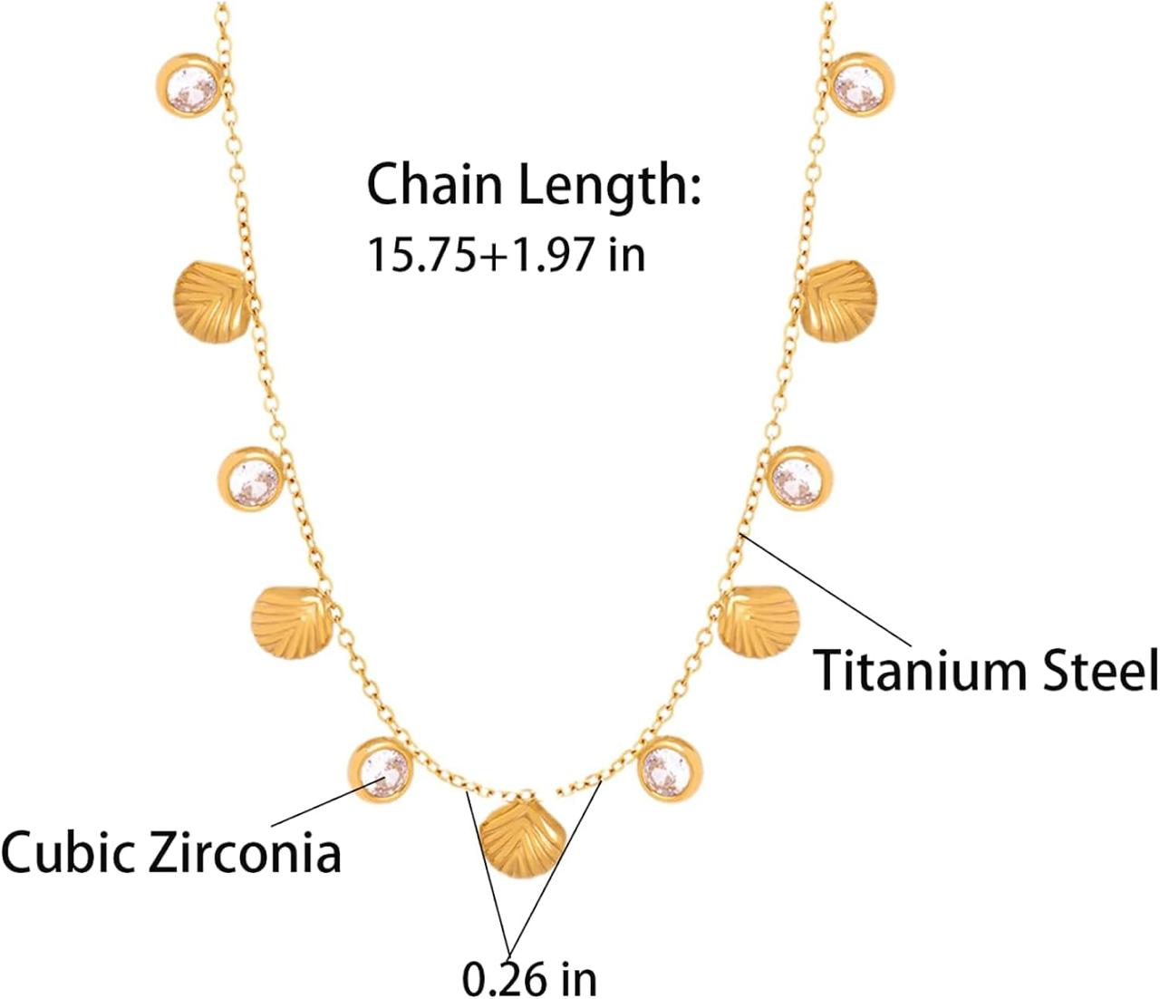 Gold Zircon Shell Neckpiece