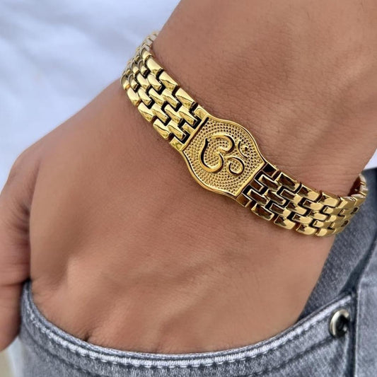 Men’s OM Bracelet – 18K Gold Plated | Stainless Steel | Anti-Tarnish