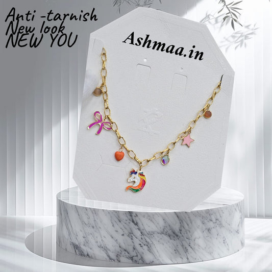 UNICORN CHARM PENDANT NECKLACE – COLORFUL ENAMEL